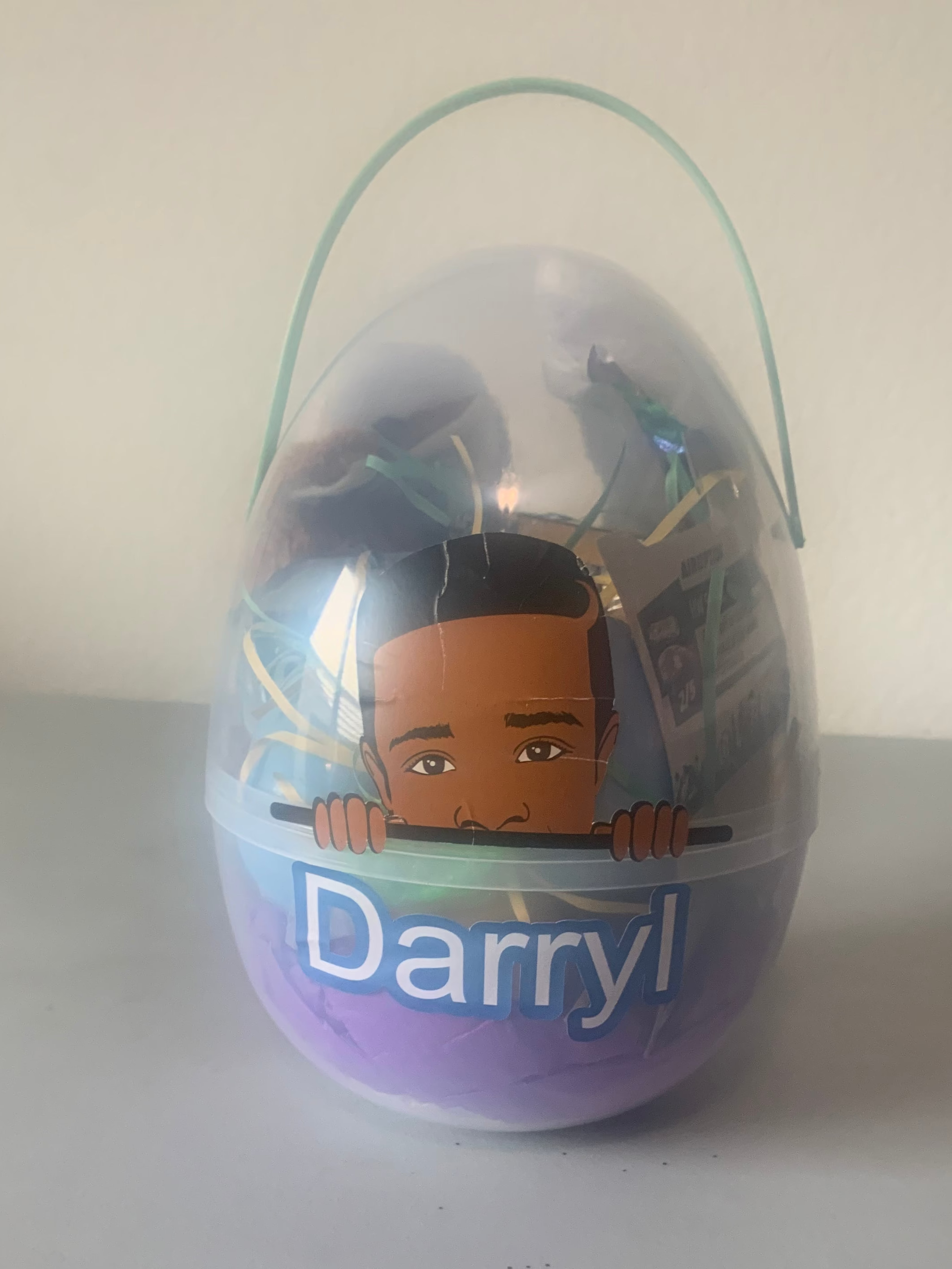 Oversized Easter Egg filled with toys and candy for Easter